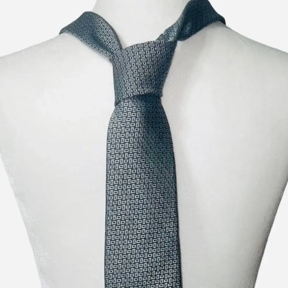 Yves Saint Laurent Vintage YSL 100% Silk Gray Black Men’s Abstract Necktie USA